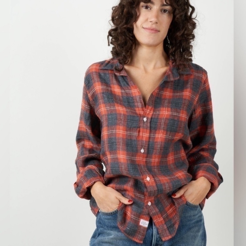 Frank & Eileen Red and Gray Plaid Button Down Shirt